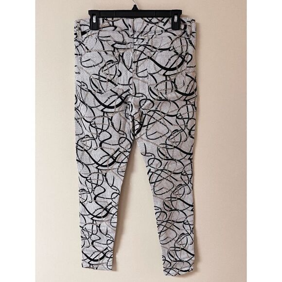 Bisou Bisou Womens Mid Rise Skinny Leg Jeans White Chain Print Sz 8 - Picture 2 of 9